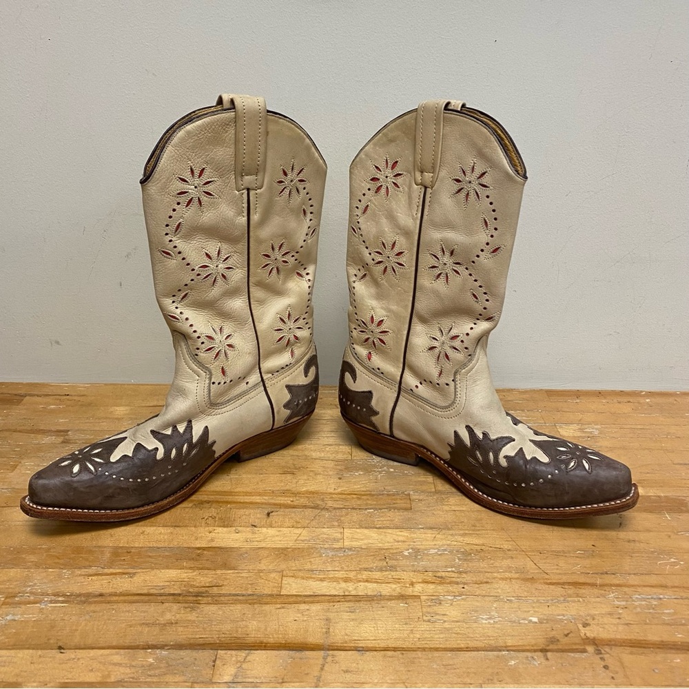 Loblan Western Cowboy Boots #5007 Genuine Cowhide Leather Pointed Toe 39 / 8 8.5